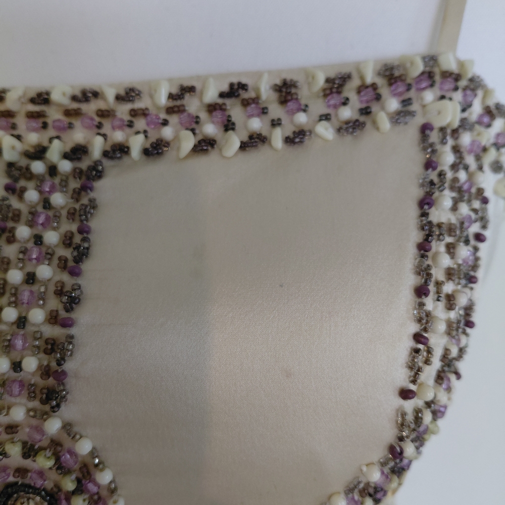 Vintage Sue Wong Couture Silk Beaded Fringe Cocktail Dress Ivory Formal Y2K Size - Picture 3 of 11